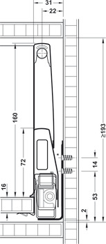 Lade-garnituur, Häfele Matrix Box P50, met zijwandverhoging, ladehoogte: 92 mm, draagvermogen: 50 kg