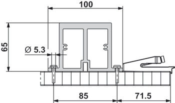 Versterkingsprofiel voor looprail, voor dubbele systemen tot max. 2800 mm zonder tussenwand