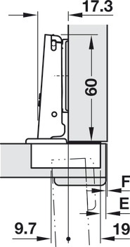 Potscharnier, Duomatic 94°, voor houten deuren tot 40 mm, zijwandmontage