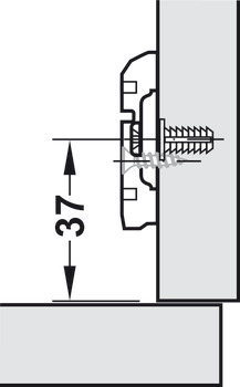 Kruismontageplaat, Häfele Metallamat A, hoogteverstelling via slobgat