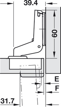 Potscharnier, Häfele Metalla 510 A/SM 94°, voor houten deuren tot 40 mm, inliggende montage