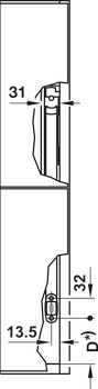 Klep-vouwbeslag, Häfele Senso, voor tweedelige kleppen met verdeling 1:1