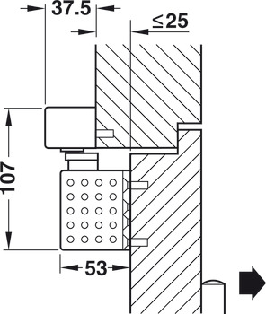 Bovenliggende deurdranger, TS 93 GSR/BG in het Contur design, met glijrail, EN 2–5, Dorma