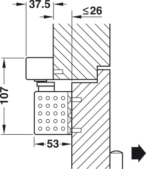 Bovenliggende deurdranger, TS 93 GSR-EMF 2/BG in Contur design, met glijrail, EN 2–5, Dorma