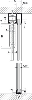 Looprail, met vaste beglazing, deurgewicht tot 80 kg