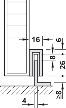Schuifluikbeslag, Hawa Frontslide 60 A, garnituur, lage looprail