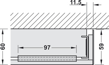Schuifdeurbeslag, Hawa Porta 60/100 HC, garnituur met looprail