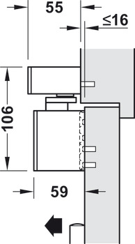Bovenliggende deurdranger, Dorma TS 98 XEA GSR-EMR2, met glijrail, elektromechanische vastzetting en geïntegreerde rookmelder, voor dubbele deuren, EN 1–6