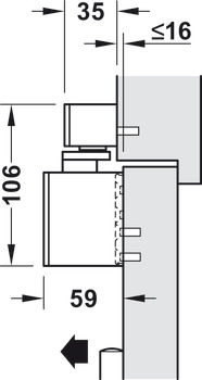 Bovenliggende deurdranger, Dorma TS 98 XEA GSR met glijrail, voor dubbele deuren, EN 1–6