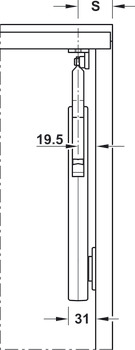 Klapbeslag, Häfele Free flap H 1.5 - kunststof met metalen draagarm, set van 1 voor eenzijdige toepassing
