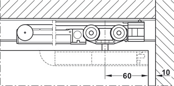 Railset, voor de nisoplossing, voor schuifdeurbeslag Häfele Slido D-Line11 50I/80I/120I, 50L/80L/120L, 50J/80J/120J