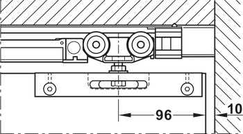 Railset, voor de nisoplossing, voor schuifdeurbeslag Häfele Slido D-Line11 50I/80I/120I, 50L/80L/120L, 50J/80J/120J